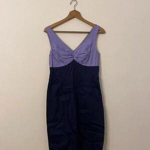 Cider Strapless Dress in Purple and Dark Blue